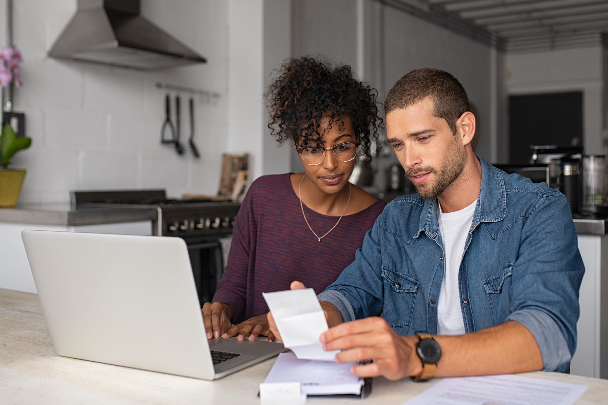 Couple consumers paying bills regarding the rules enacted to help amid COVID