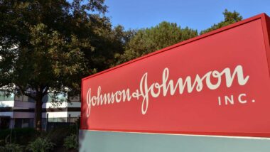 Close up of Johnson and Johnson signage.