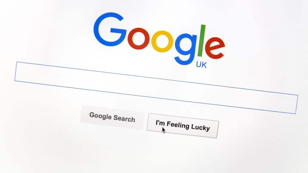 Google UK website on a computer