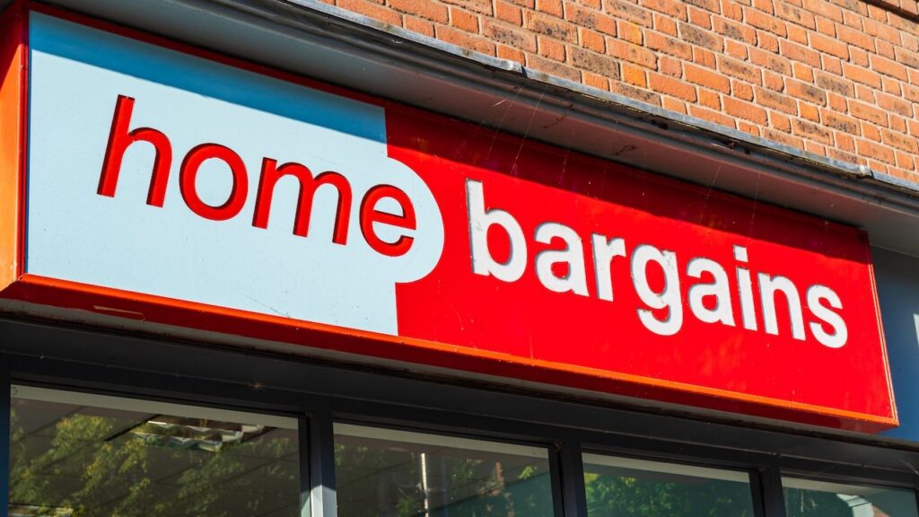 Shop frontage of Home Bargains, the bargain home supplies store in Shrewsbury, Shropshire, UK