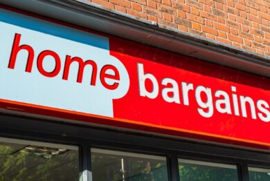 Shop frontage of Home Bargains, the bargain home supplies store in Shrewsbury, Shropshire, UK